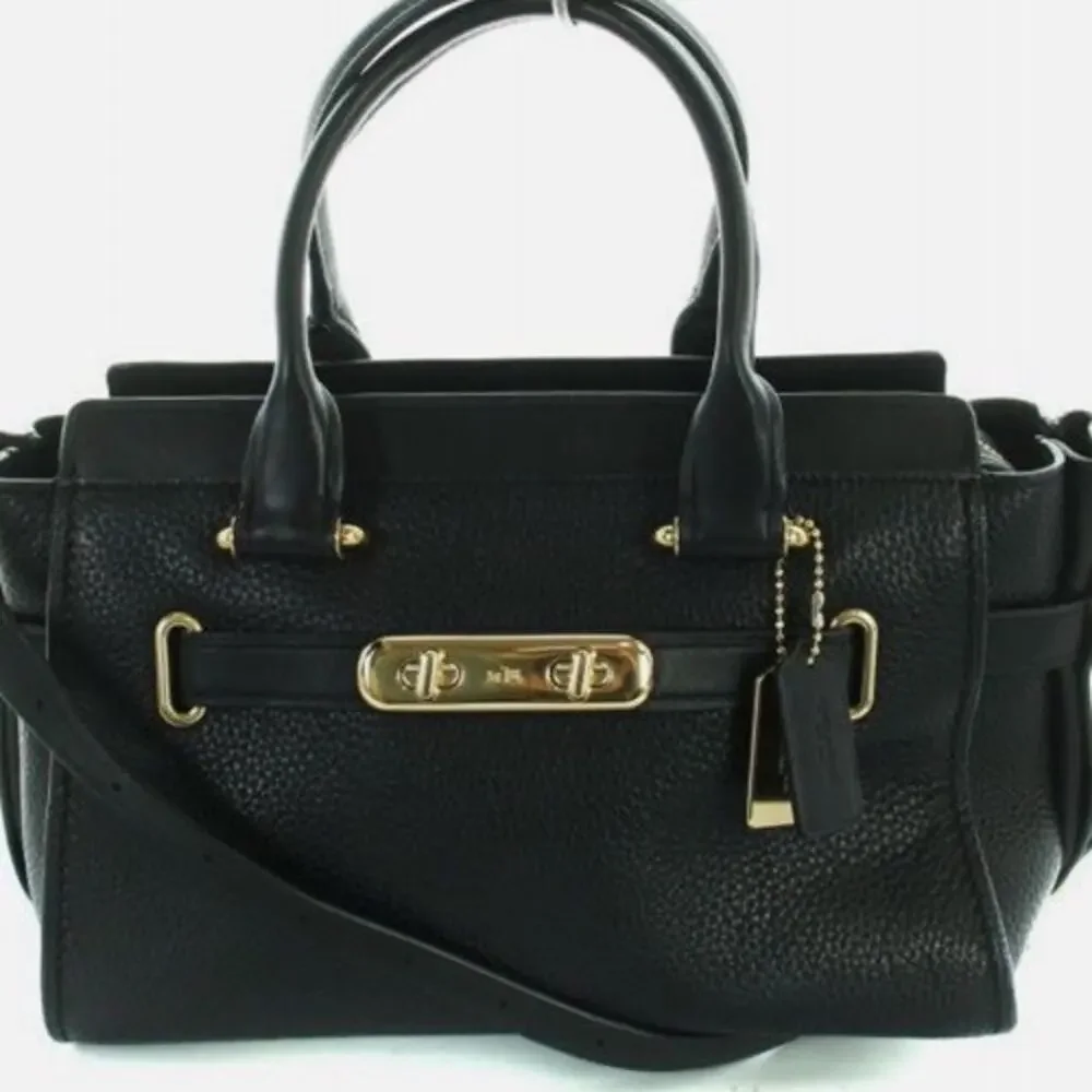 Coach Swagger 27 Satchel Black Pebbled Leather Gold Hardware NWOT Crossbody Read
